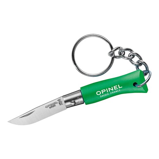 Opinel Taschenmesser No 02, grün, rostfrei, mit Schlüsselanhänger